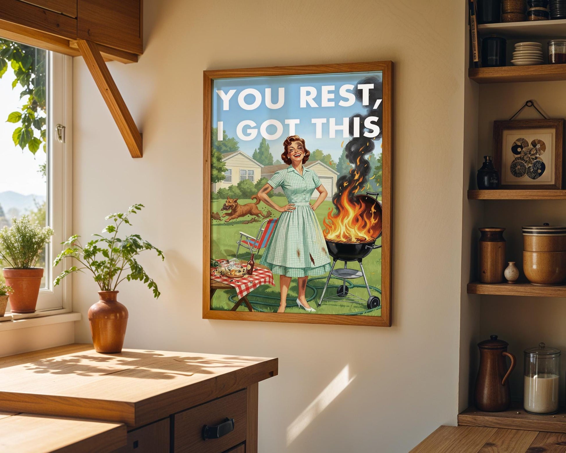 Retro Kitchen Print, Funny 50s Poster, Vintage Cooking Art, Humorous Kitchen Decor, Retro Wall Art Gift Ideas, “I Got This” Print