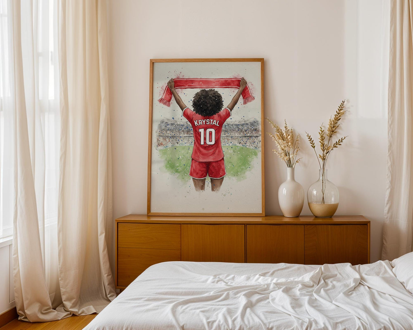 Custom Soccer Print for Girls, Personalized Soccer Art, Unique Soccer Decor, Gift for Soccer Lovers, Wall Art, Any Hairstyle, Football Print