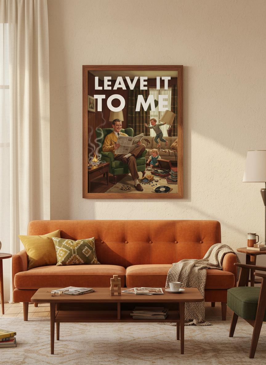 Retro Home Print, Funny 50s Poster, Vintage Home Art, Humorous Ho Decor, Retro Wall Art Gift Ideas, “Leave It To ME” Print, Dad Gift