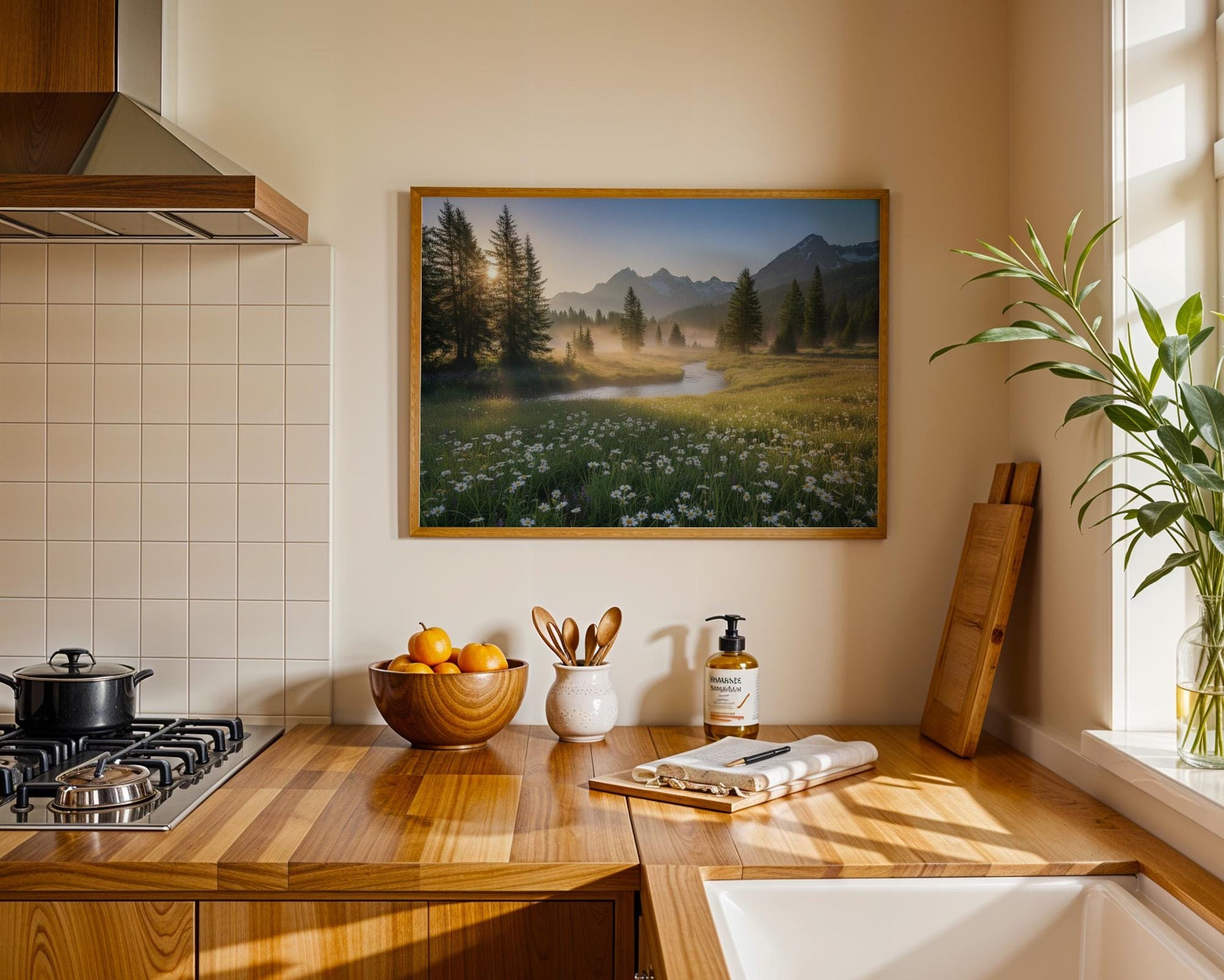 Wildflowers Photography, Large Nature Landscape Wall Art, Green Digital Print, Nordic Forest Decor, Printed & Shipped