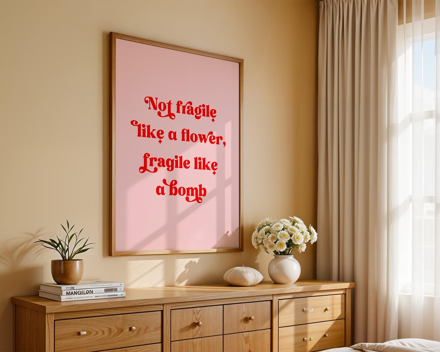 Not Fragile Like a Flower Poster, Feminist Wall Art, RBG Quote Decor, Empowering Gift for Her, Inspirational Home Decor
