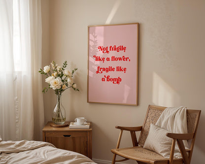 Not Fragile Like a Flower Poster, Feminist Wall Art, RBG Quote Decor, Empowering Gift for Her, Inspirational Home Decor