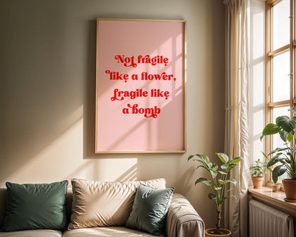 Not Fragile Like a Flower Poster, Feminist Wall Art, RBG Quote Decor, Empowering Gift for Her, Inspirational Home Decor