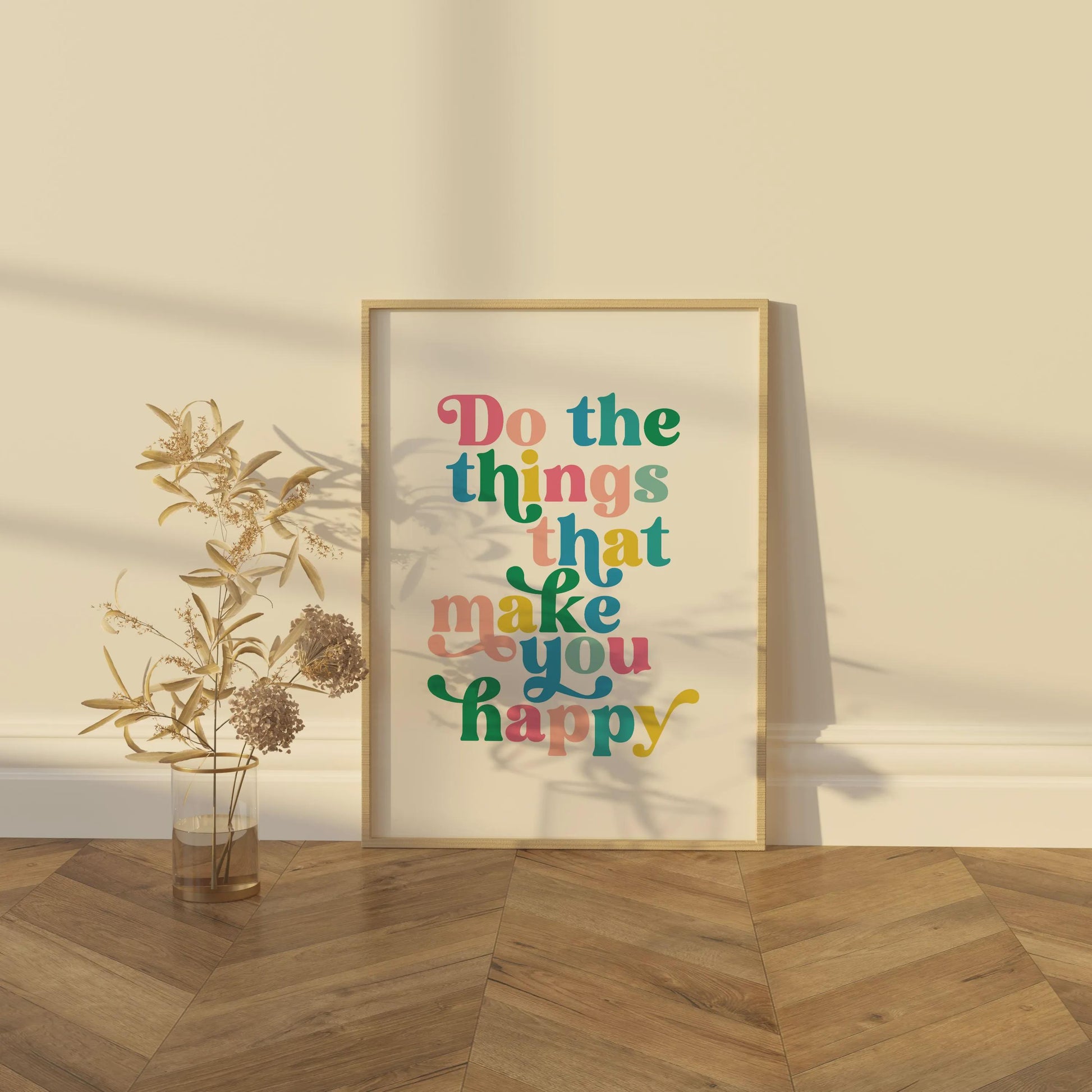 Do What Makes You Happy Print | Colorful Motivational Wall Art | Bright Inspirational Poster | Positive Quote Decor