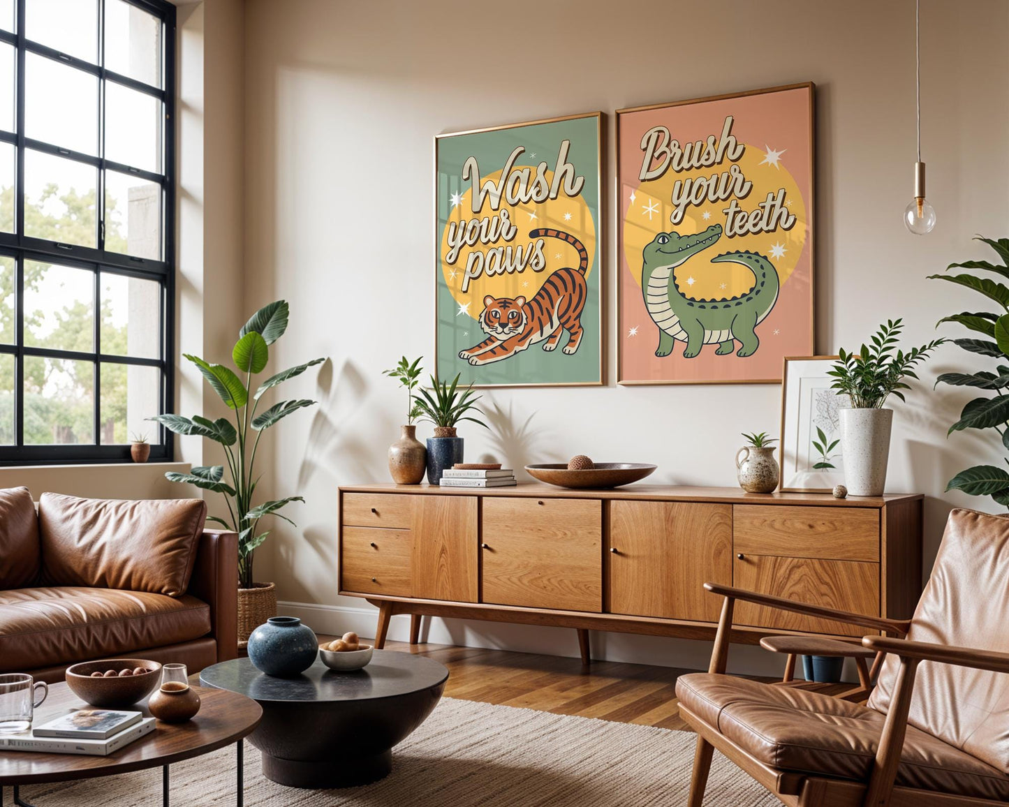 Wash Your Paws Tiger Wall Art, Colorful Bathroom Decor, Funny Animal Print, Quirky Home Wall Art, Printed & Shipped