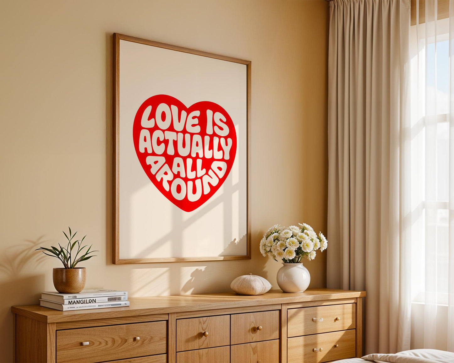 Love Actually is All Around Art Print, Trendy Wall Art, Vintage Quote Poster, Modern Home Decor for Bedroom and Living Room