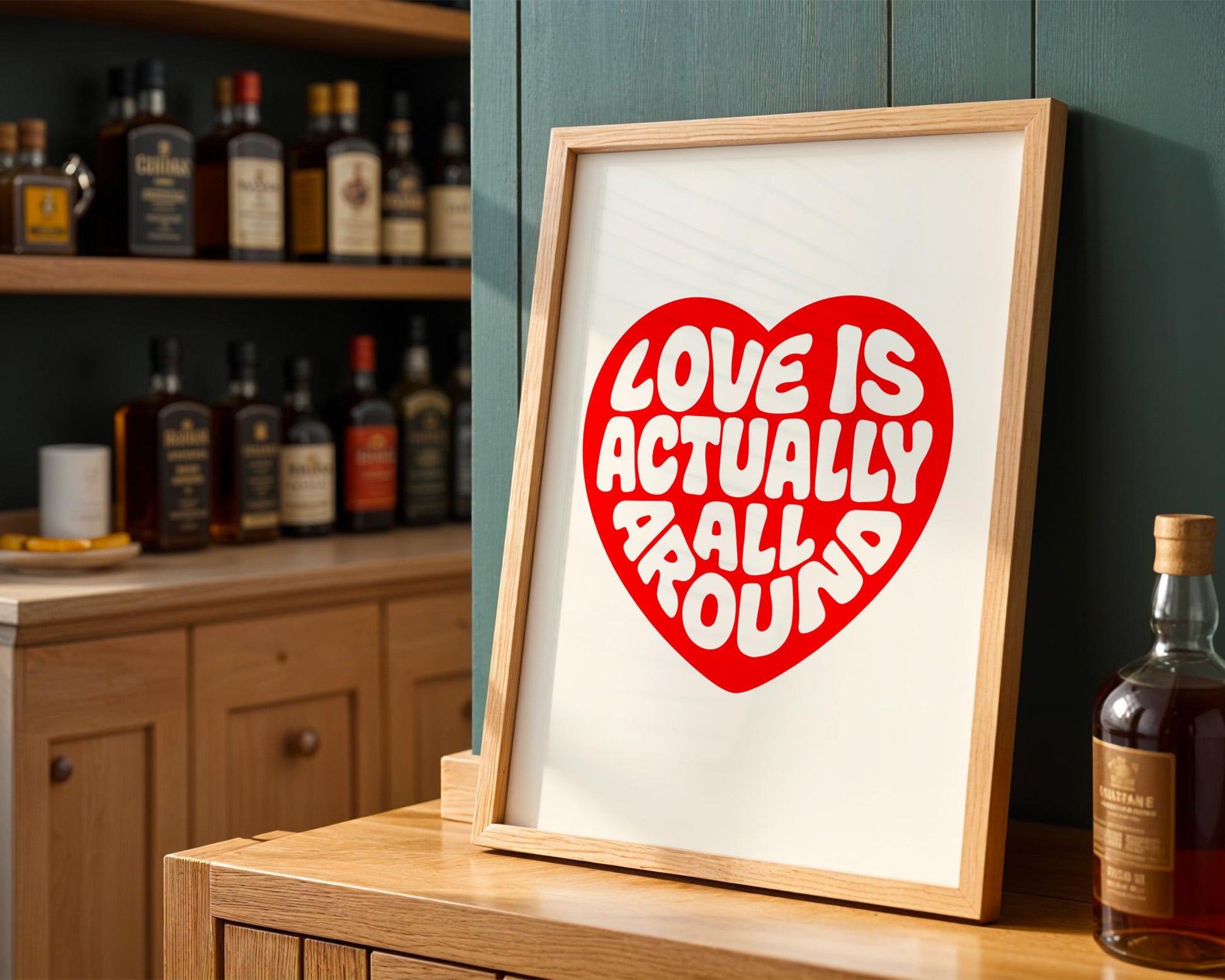 Love Actually is All Around Art Print, Trendy Wall Art, Vintage Quote Poster, Modern Home Decor for Bedroom and Living Room