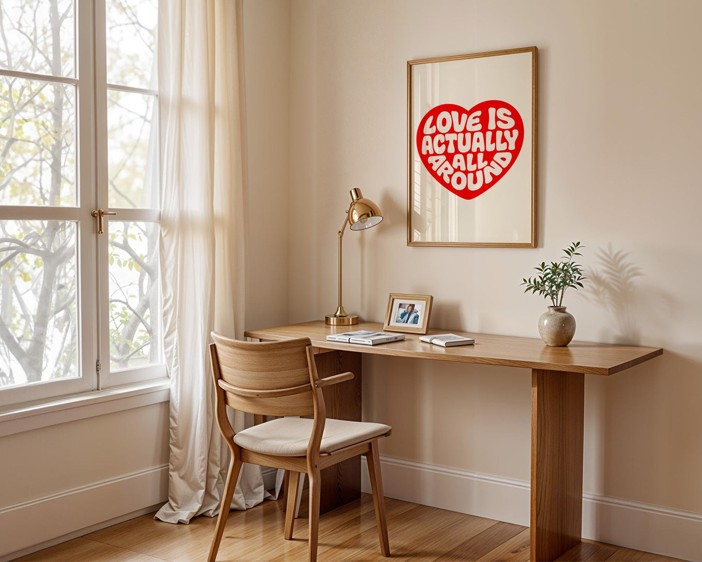 Love Actually is All Around Art Print, Trendy Wall Art, Vintage Quote Poster, Modern Home Decor for Bedroom and Living Room