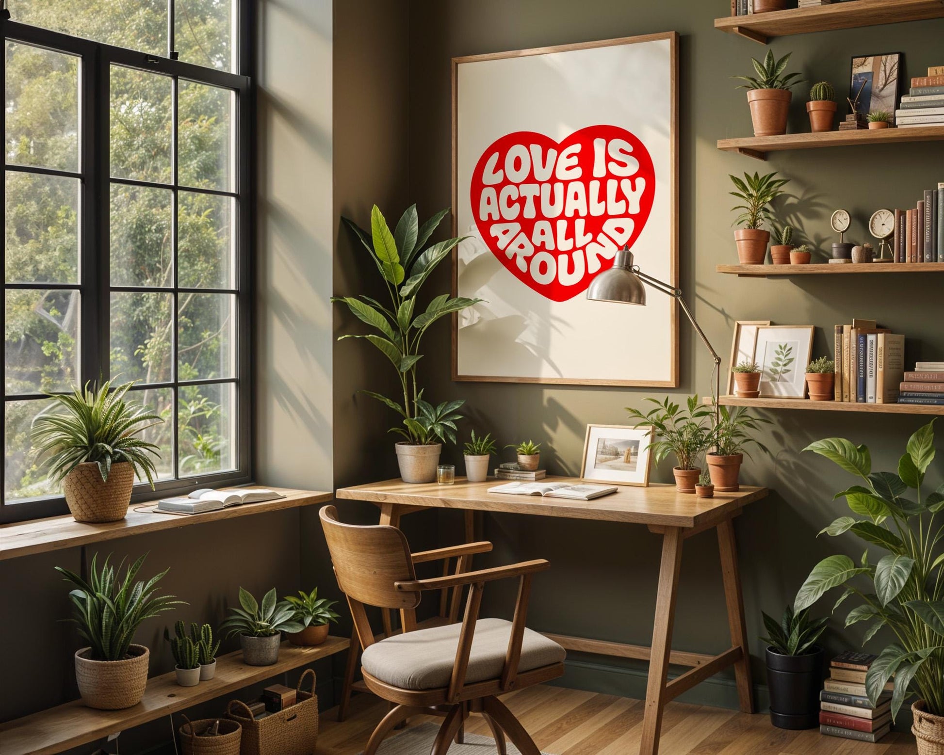 Love Actually is All Around Art Print, Trendy Wall Art, Vintage Quote Poster, Modern Home Decor for Bedroom and Living Room