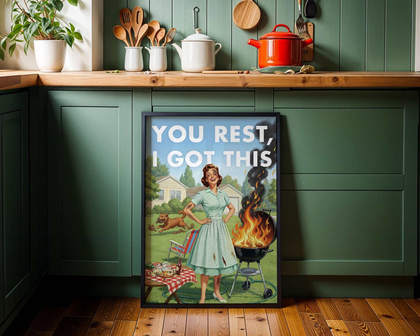 Retro Kitchen Print, Funny 50s Poster, Vintage Cooking Art, Humorous Kitchen Decor, Retro Wall Art Gift Ideas, “I Got This” Print