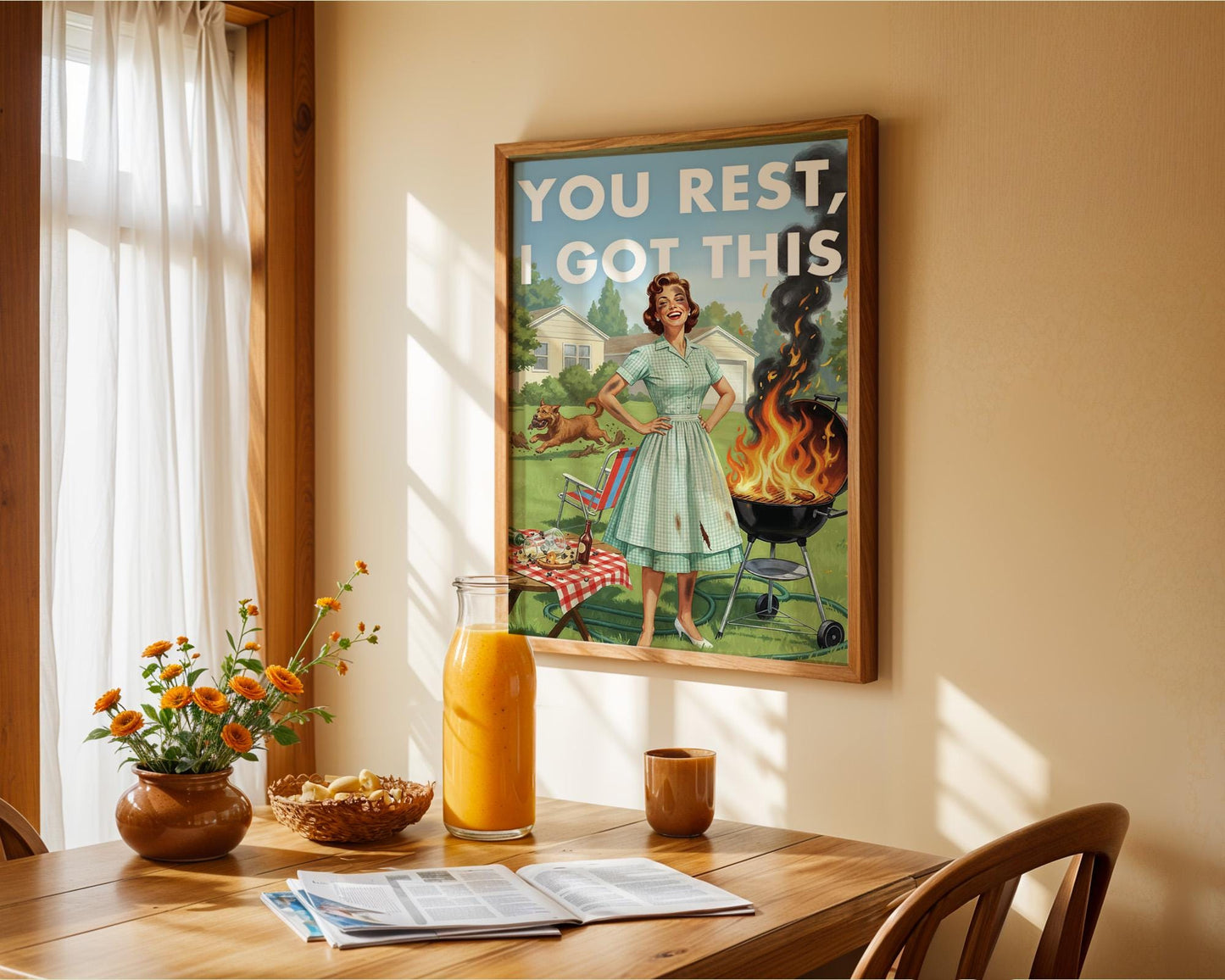 Retro Kitchen Print, Funny 50s Poster, Vintage Cooking Art, Humorous Kitchen Decor, Retro Wall Art Gift Ideas, “I Got This” Print