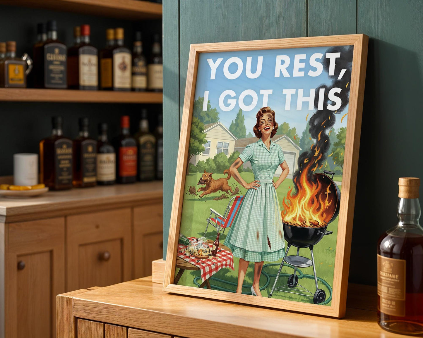 Retro Kitchen Print, Funny 50s Poster, Vintage Cooking Art, Humorous Kitchen Decor, Retro Wall Art Gift Ideas, “I Got This” Print