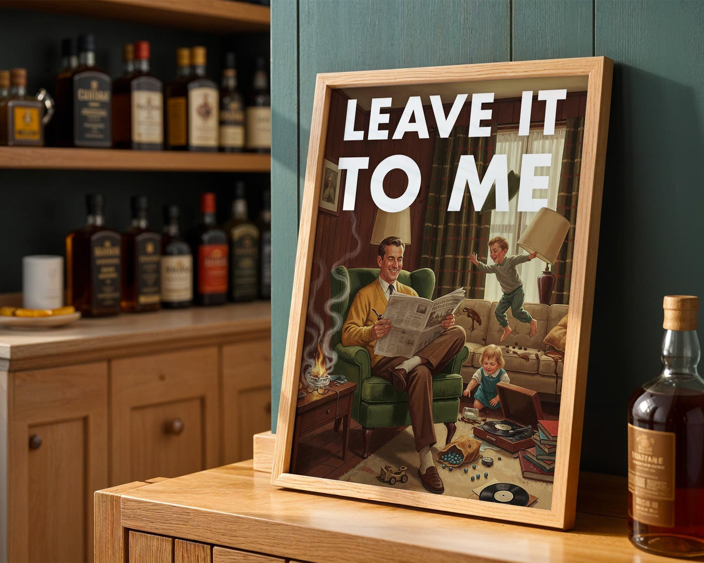 Retro Home Print, Funny 50s Poster, Vintage Home Art, Humorous Ho Decor, Retro Wall Art Gift Ideas, “Leave It To ME” Print, Dad Gift