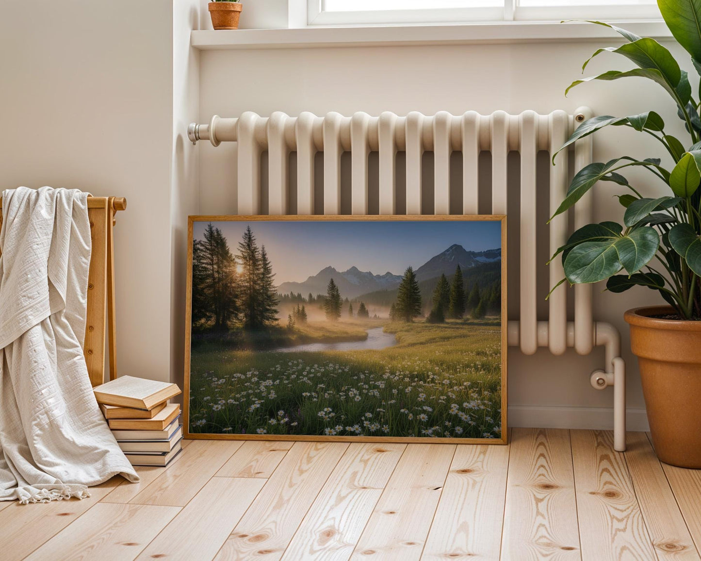 Wildflowers Photography, Large Nature Landscape Wall Art, Green Digital Print, Nordic Forest Decor, Printed & Shipped