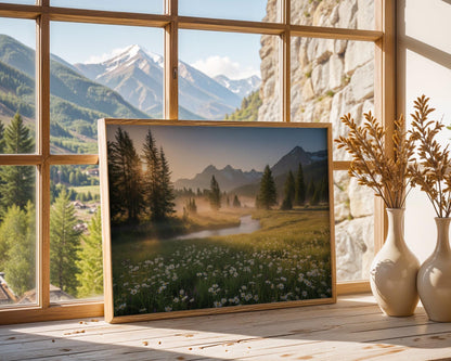 Wildflowers Photography, Large Nature Landscape Wall Art, Green Digital Print, Nordic Forest Decor, Printed & Shipped