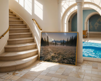 Printed Wildflowers Photography, Large Nature Landscape Wall Art, Green Digital Print, Nordic Forest Decor