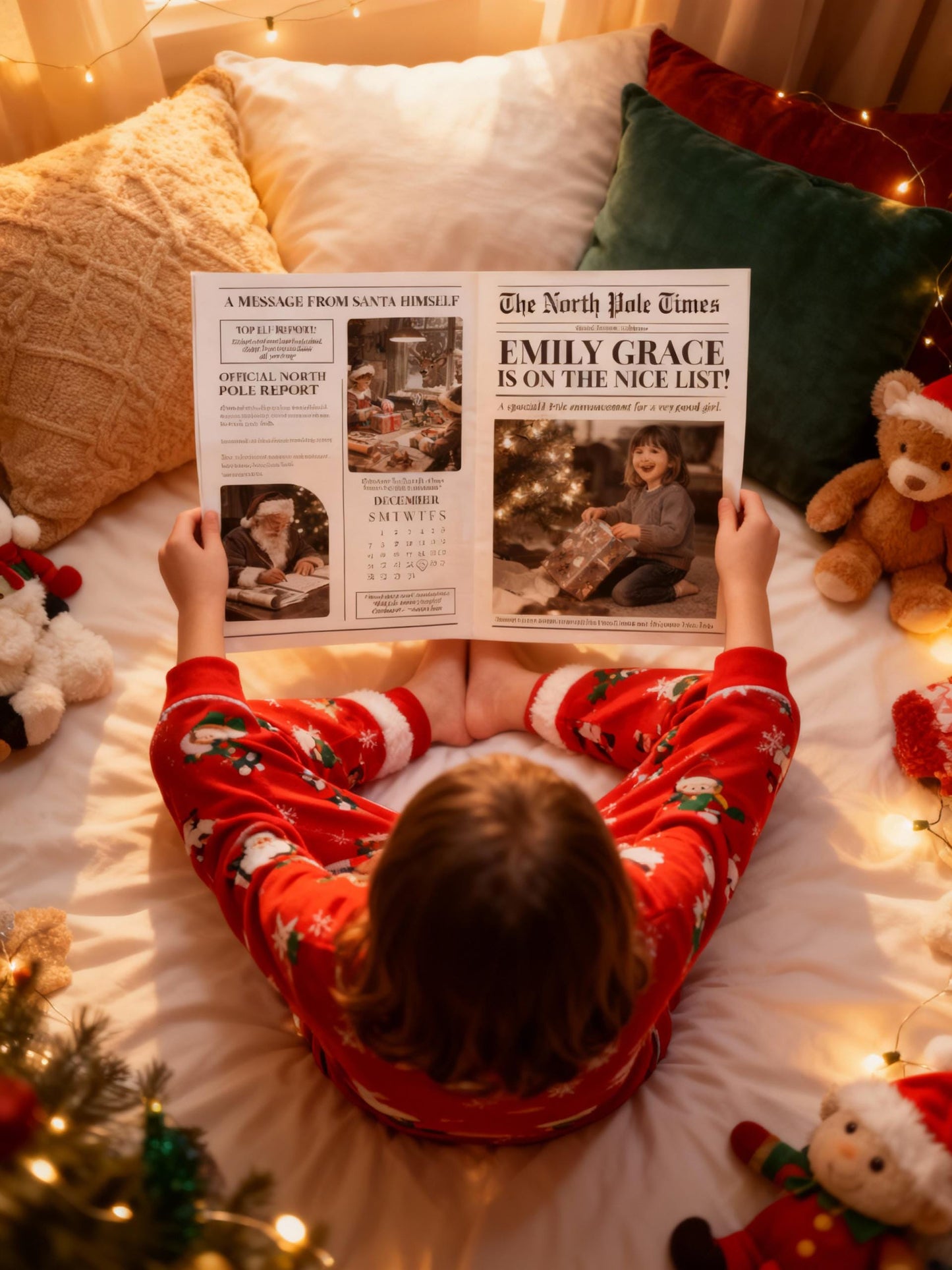 Nice List Santa, Personalized Christmas Eve Gift Newspaper, Printed and Shipped, Certificate, North Pole Mail, Santa Letter Set