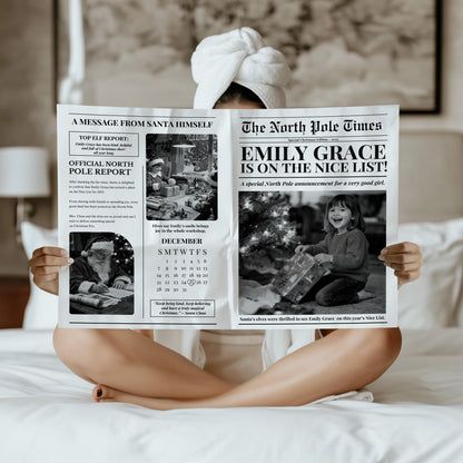 Nice List Santa, Personalized Christmas Eve Gift Newspaper, Printed and Shipped, Certificate, North Pole Mail, Santa Letter Set