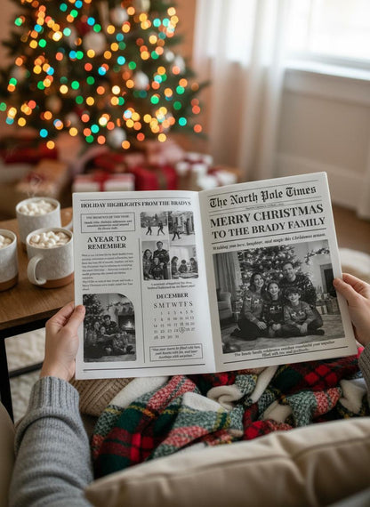 Christmas Newspaper, Printed and Shipped for Special Events, Year In Review Newsletter, Holiday Photo Card, Customizable Design
