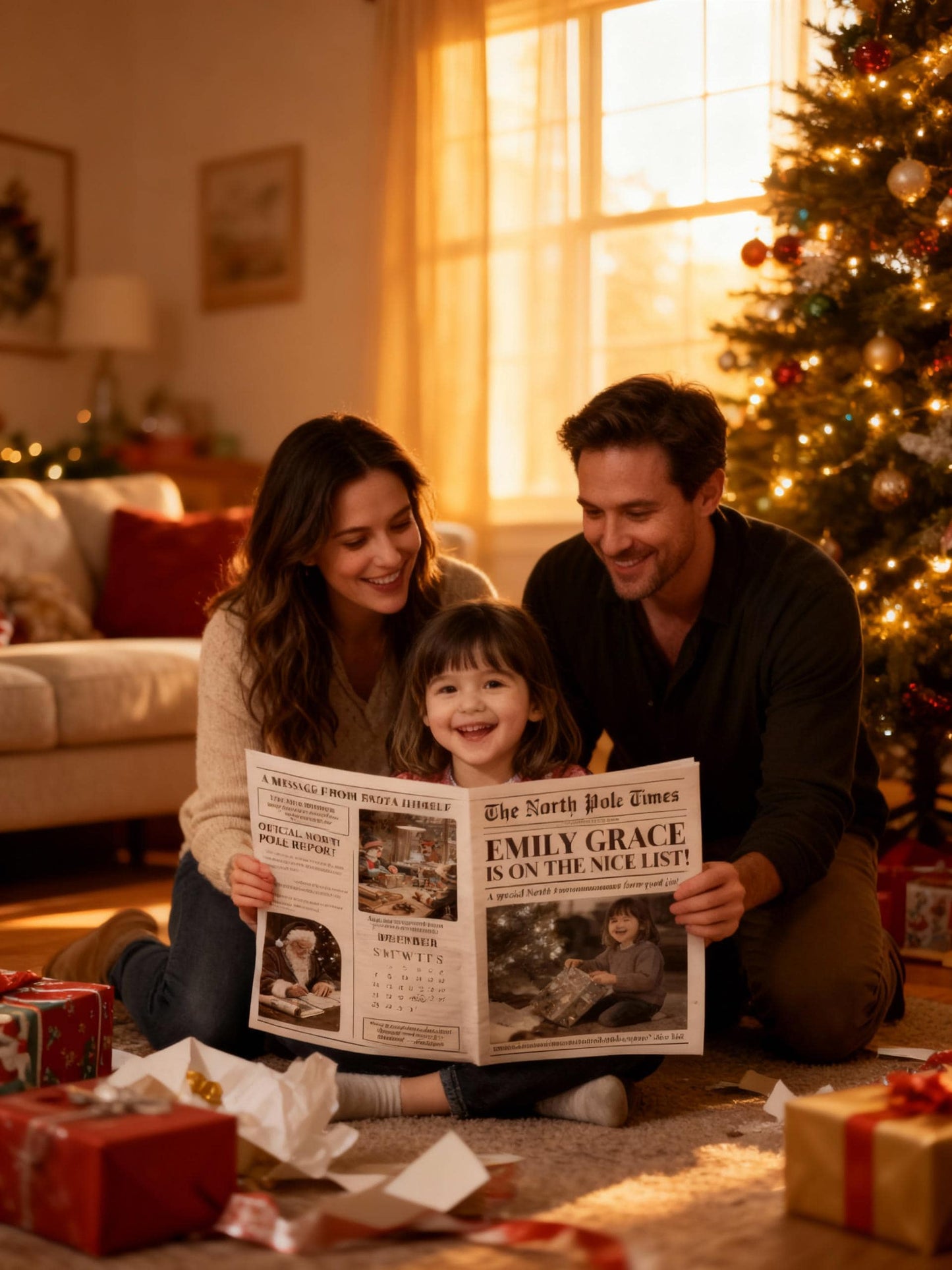 Nice List Santa, Personalized Christmas Eve Gift Newspaper, Printed and Shipped, Certificate, North Pole Mail, Santa Letter Set