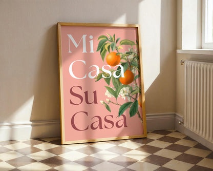 Mi Casa Su Casa Print, Retro Spanish Quote Wall Art, Digital Download, New Home Gift, Welcome Sign Decor