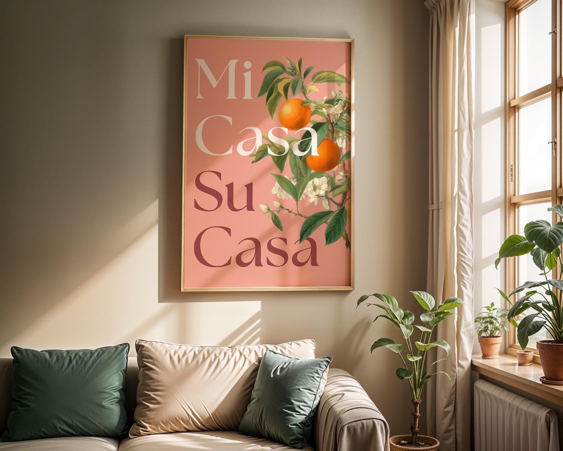 Mi Casa Su Casa Print, Retro Spanish Quote Wall Art, Printed, New Home Gift, Welcome Sign Decor