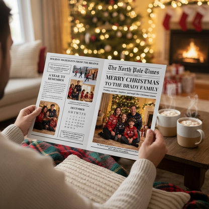 Christmas Newspaper, Printed and Shipped for Special Events, Year In Review Newsletter, Holiday Photo Card, Customizable Design