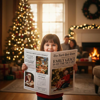 Nice List Santa, Personalized Christmas Eve Gift Newspaper, Printed and Shipped, Certificate, North Pole Mail, Santa Letter Set