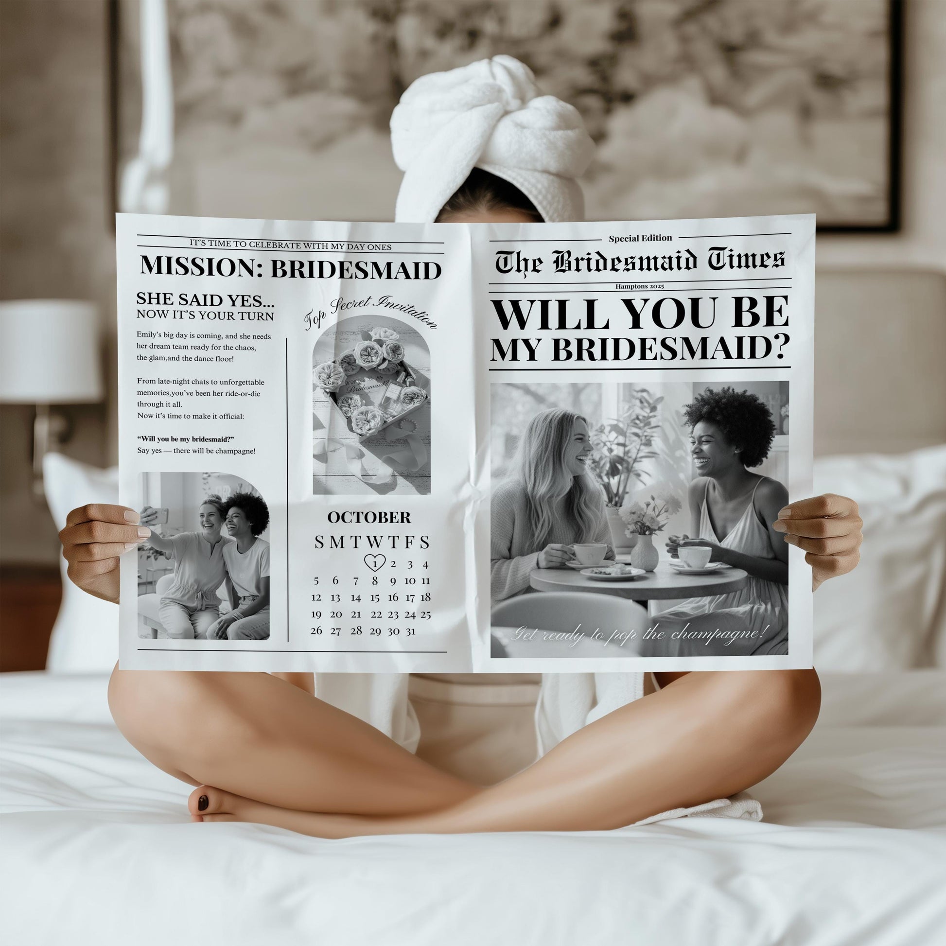 Bridesmaid Proposal Newspaper Printed, Custom Gifts for Will You Be My Bridesmaid, Unique Proposal, Printed and Shipped, Maid of Honour