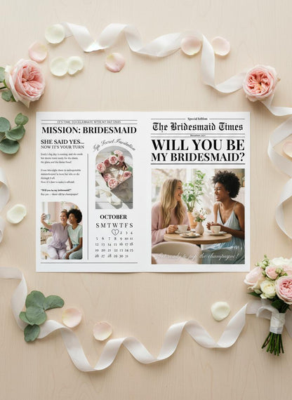 Bridesmaid Proposal Newspaper Printed, Custom Gifts for Will You Be My Bridesmaid, Unique Proposal, Printed and Shipped, Maid of Honour