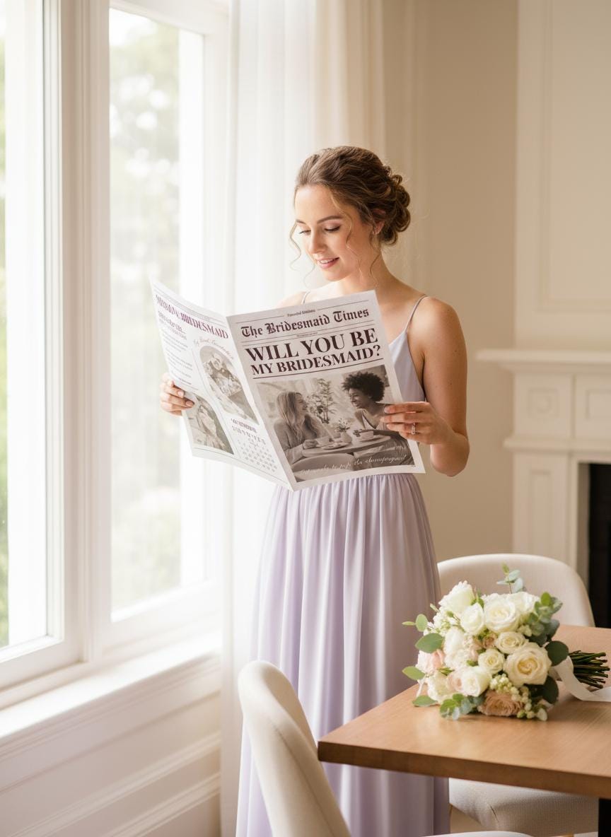 Bridesmaid Proposal Newspaper Printed, Custom Gifts for Will You Be My Bridesmaid, Unique Proposal, Printed and Shipped, Maid of Honour