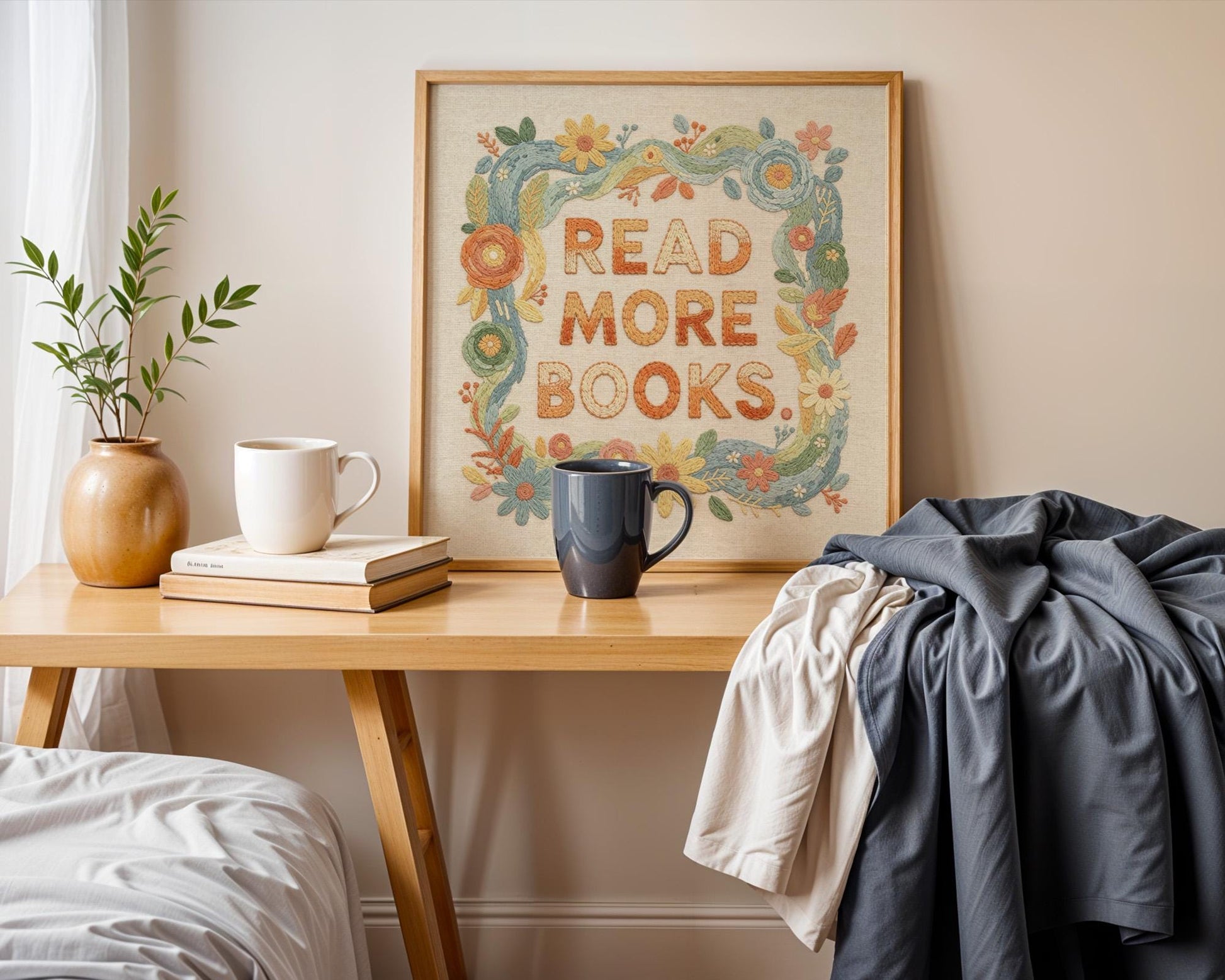 Read More Books Wall Art, Cute Library Print, Bookworm Decor, Colorful Reading Nook Art, Digital Download for Kids