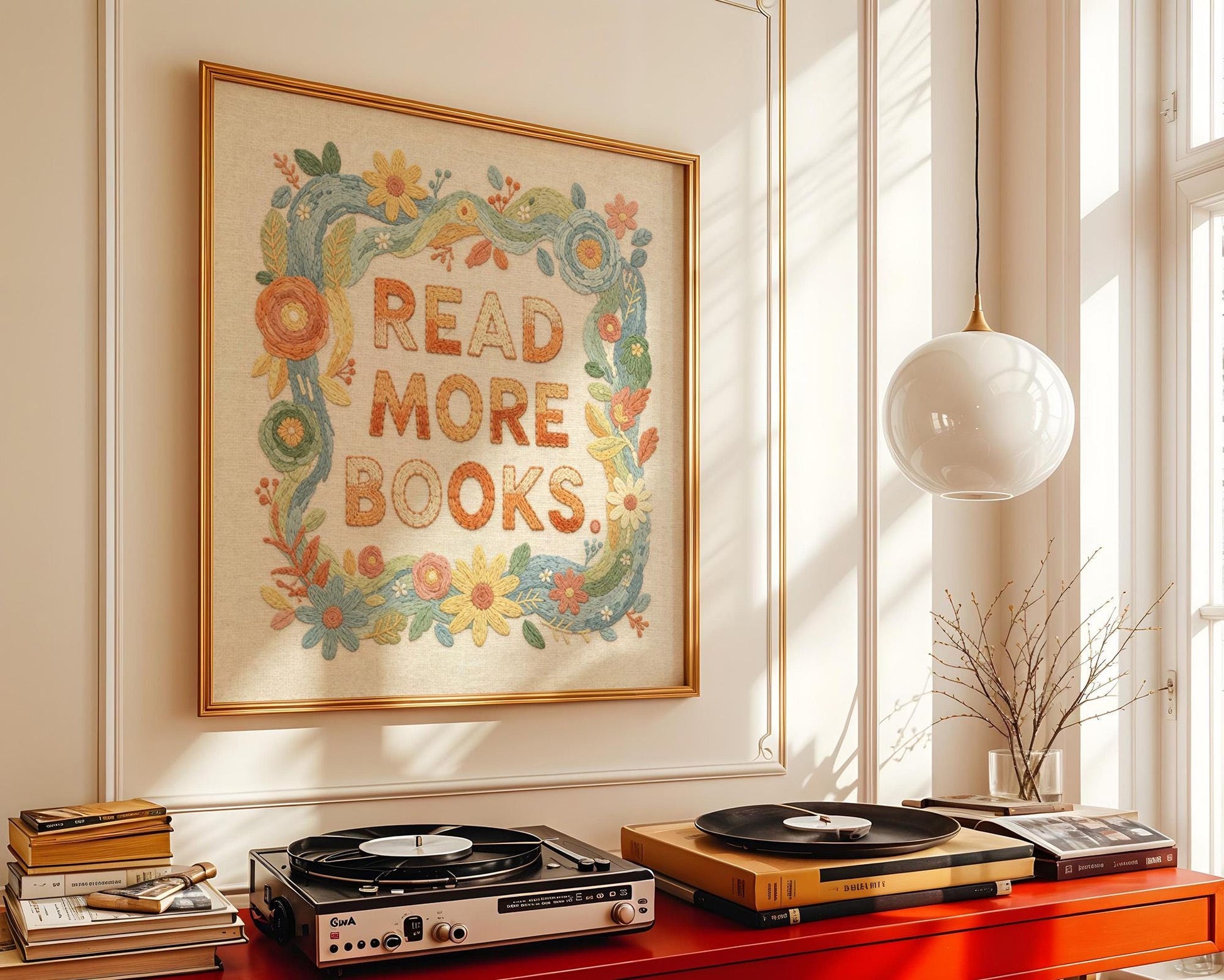 Read More Books Wall Art, Cute Library Print, Bookworm Decor, Colorful Reading Nook Art, Digital Download for Kids