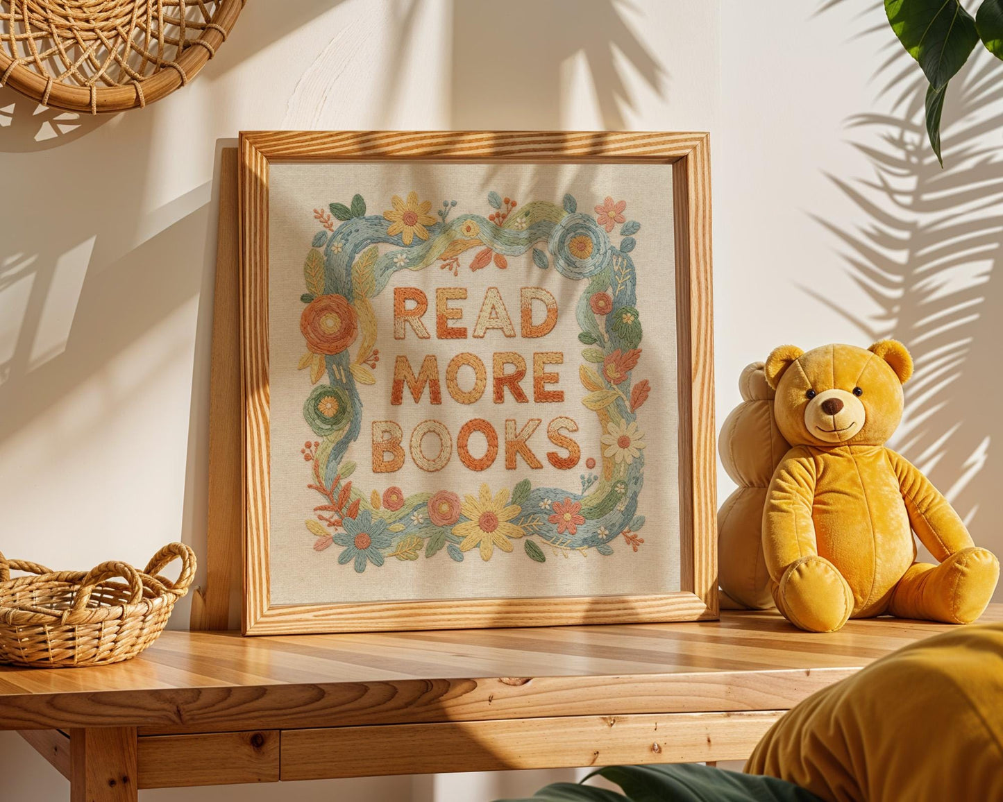 Read More Books Wall Art, Cute Library Print, Bookworm Decor, Colorful Reading Nook Art, Digital Download for Kids