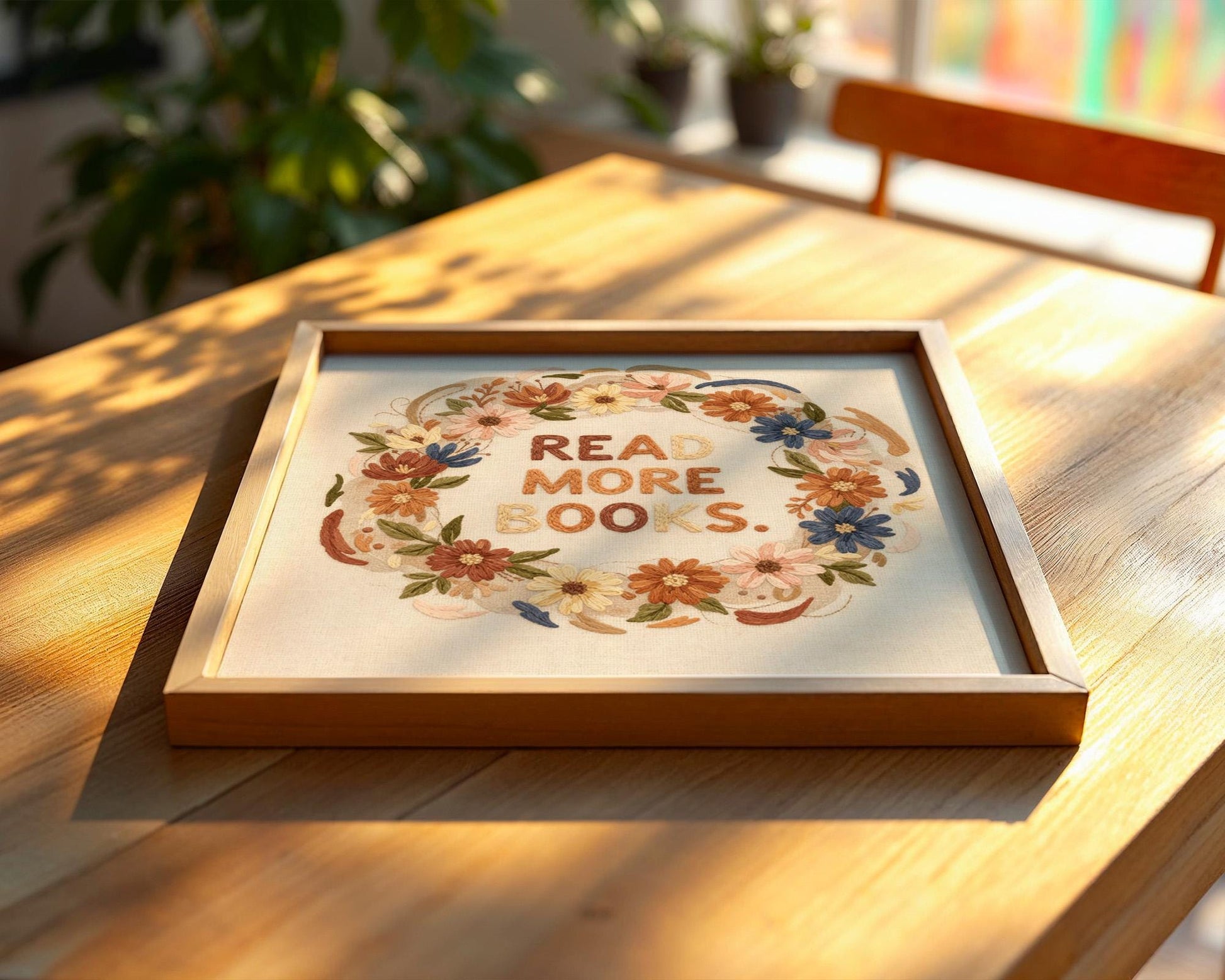 Read More Books Wall Art, Floral Book Lover Print, Minimalist Reading Decor, Digital Download for Kids and Adults, Bookish Wall Poster