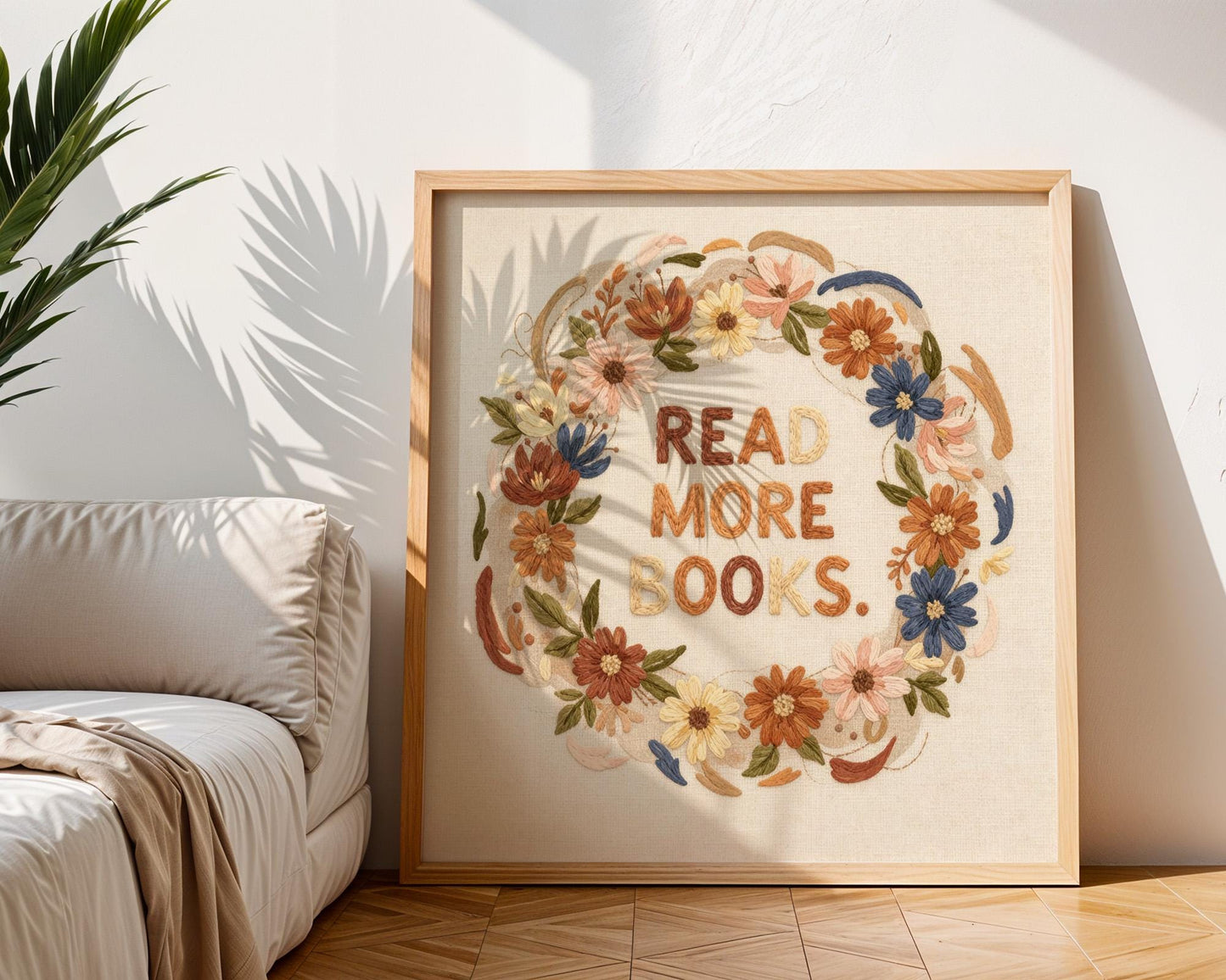 Read More Books Wall Art, Floral Book Lover Print, Minimalist Reading Decor, Digital Download for Kids and Adults, Bookish Wall Poster