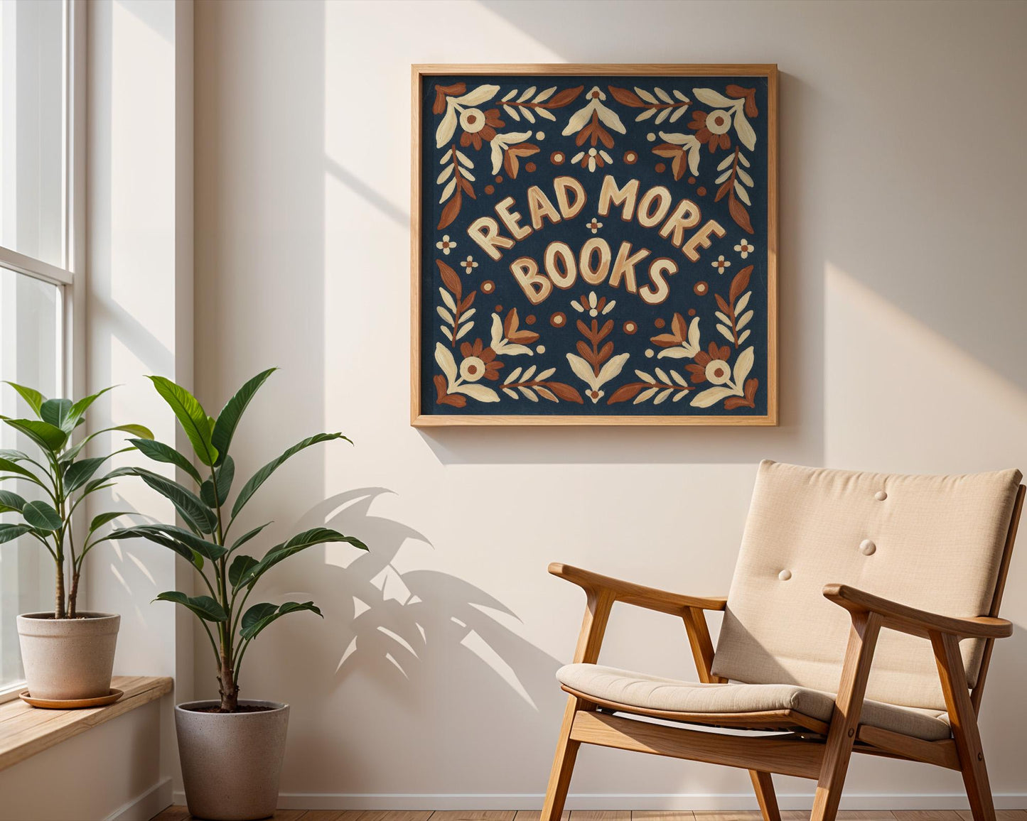 Read More Books Wall Art, Retro Book Lover Print, Vintage Reading Nook Decor, Digital Download for Home and Classroom
