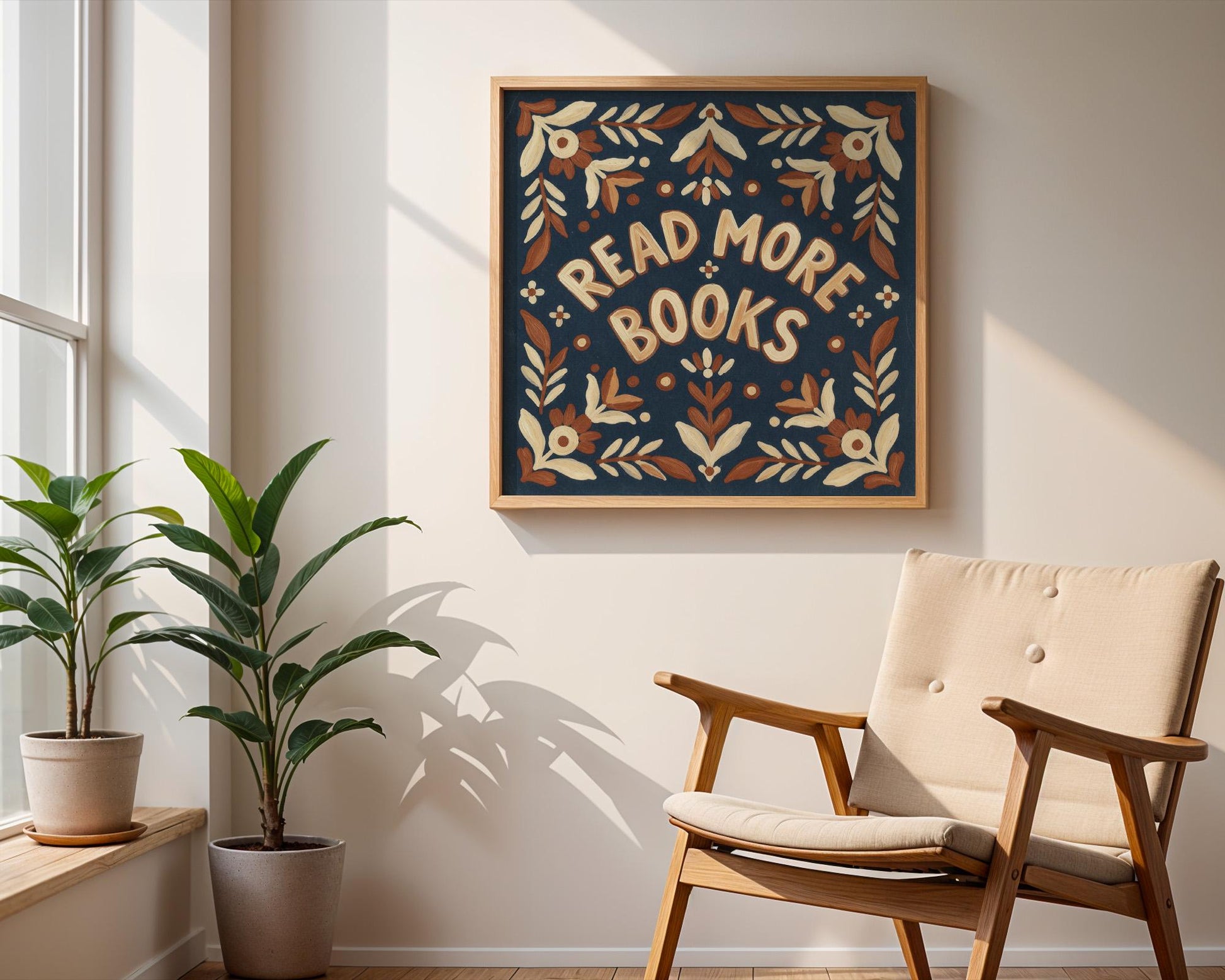Read More Books Wall Art, Retro Book Lover Print, Vintage Reading Nook Decor, Digital Download for Home and Classroom