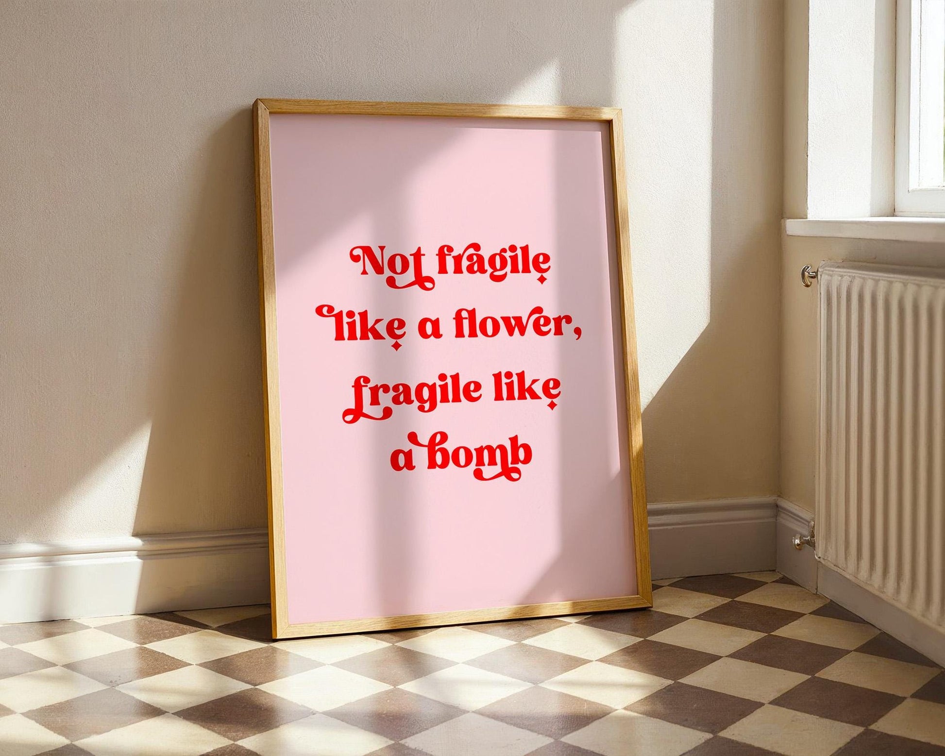 Not Fragile Like a Flower Poster, Feminist Wall Art, RBG Quote Decor, Empowering Gift for Her, Inspirational Home Decor