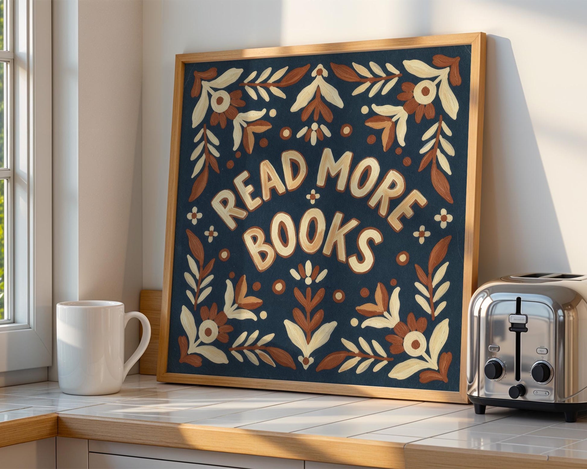 Read More Books Wall Art, Retro Book Lover Print, Vintage Reading Nook Decor, Digital Download for Home and Classroom