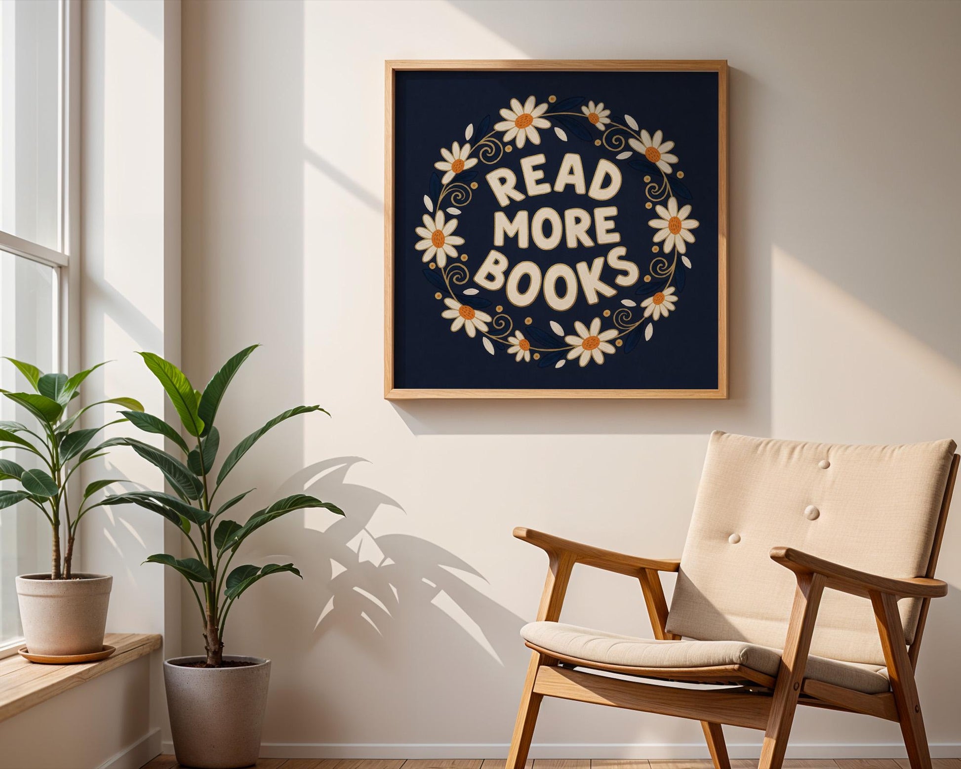 Read More Books Wall Art, Vintage Library Decor, Book Lover Printable, Reading Nook Art, Digital Download for Readers