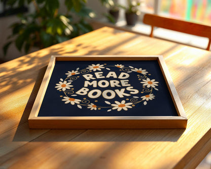 Read More Books Wall Art, Vintage Library Decor, Book Lover Printable, Reading Nook Art, Digital Download for Readers