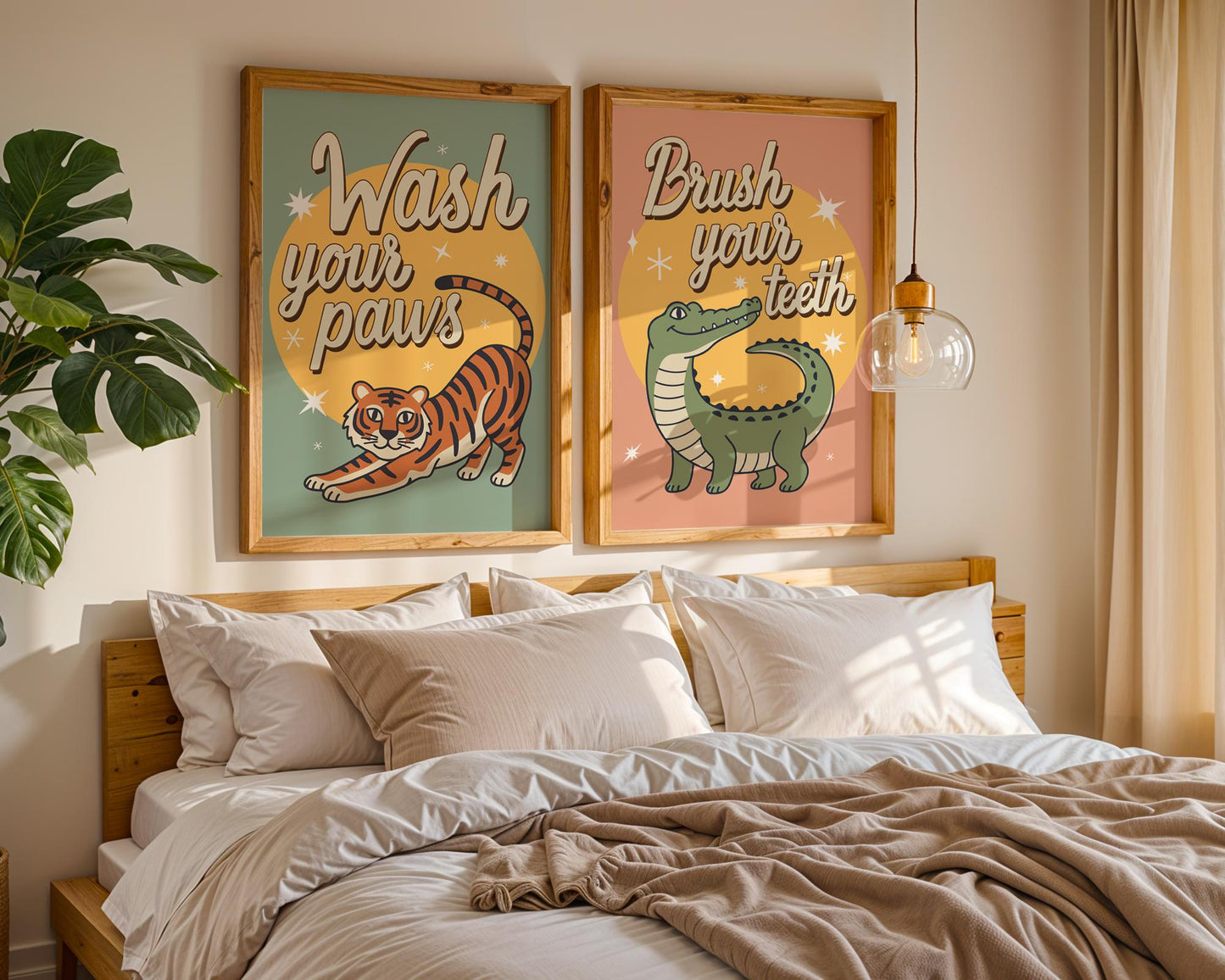 Wash Your Paws Tiger Wall Art, Colorful Bathroom Decor, Funny Animal Print, Quirky Home Wall Art, Digital Download