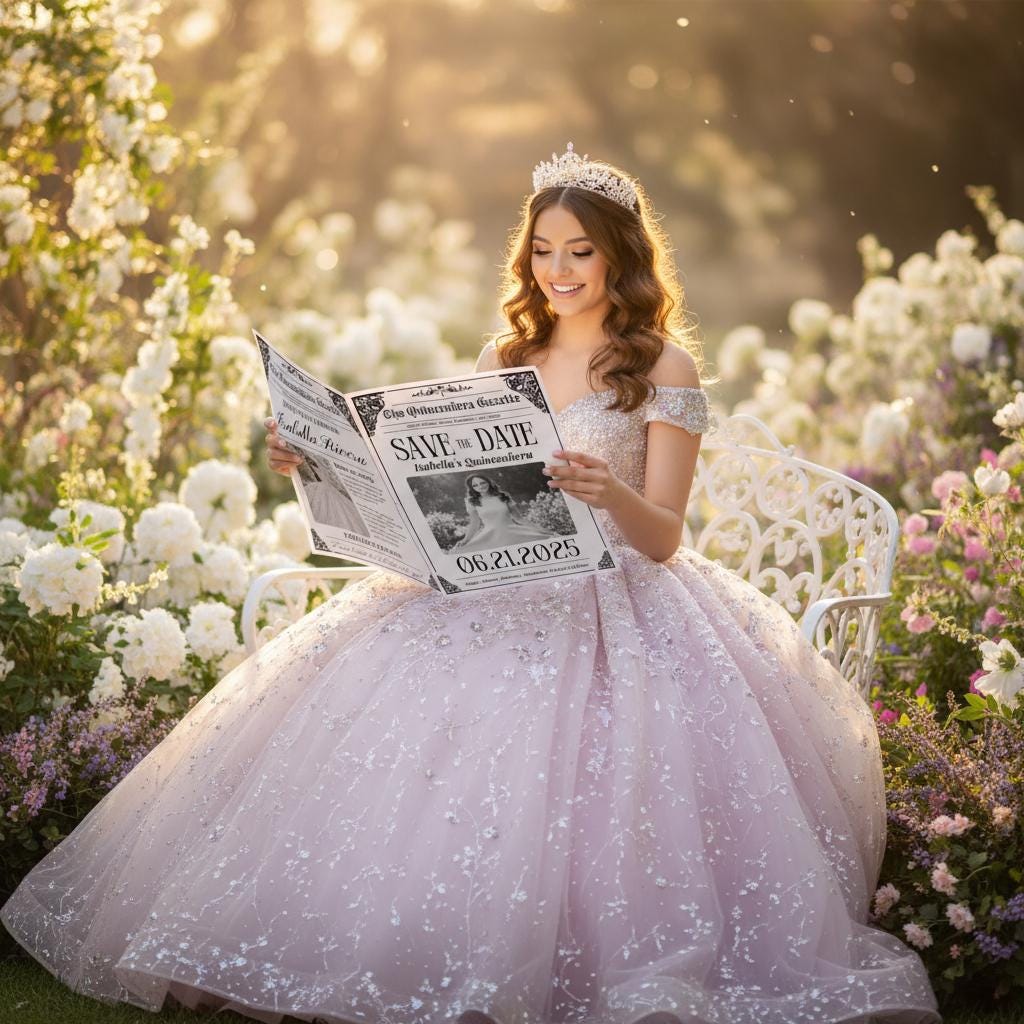 Quinceañera Newspaper Printed, Unique Editable Newspaper for Parties, Custom Birthday Gift, Quinceañera Decor, Sweet 15