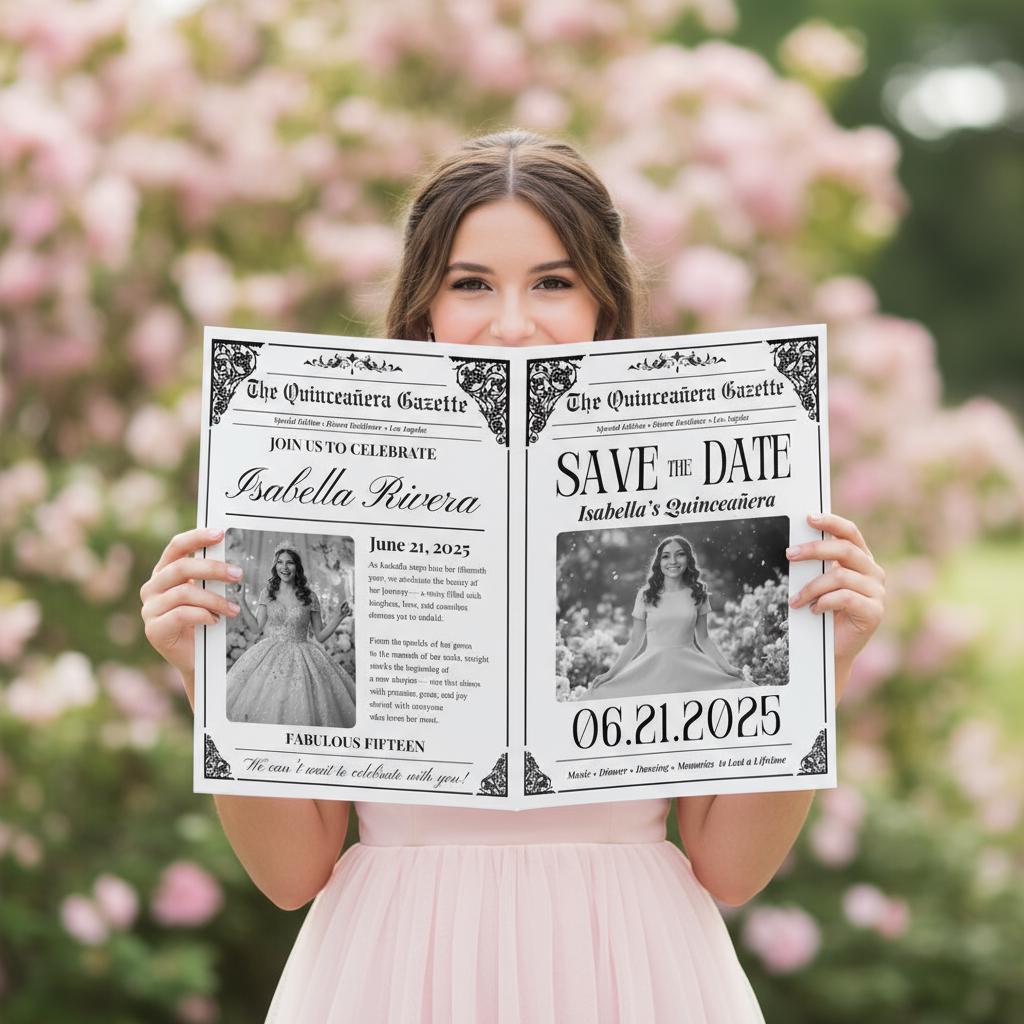 Quinceañera Newspaper Printed, Unique Editable Newspaper for Parties, Custom Birthday Gift, Quinceañera Decor, Sweet 15