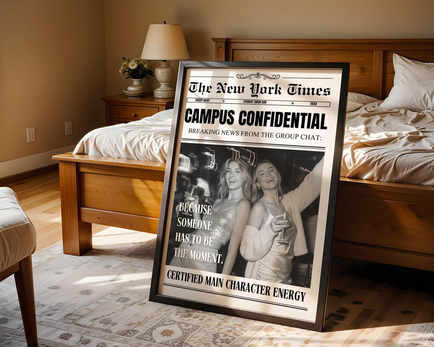 Custom Newspaper Print, Personalized College Dorm Wall Art, Best Friend Gift, Roommates Poster, Printed and Shipped Digital Download