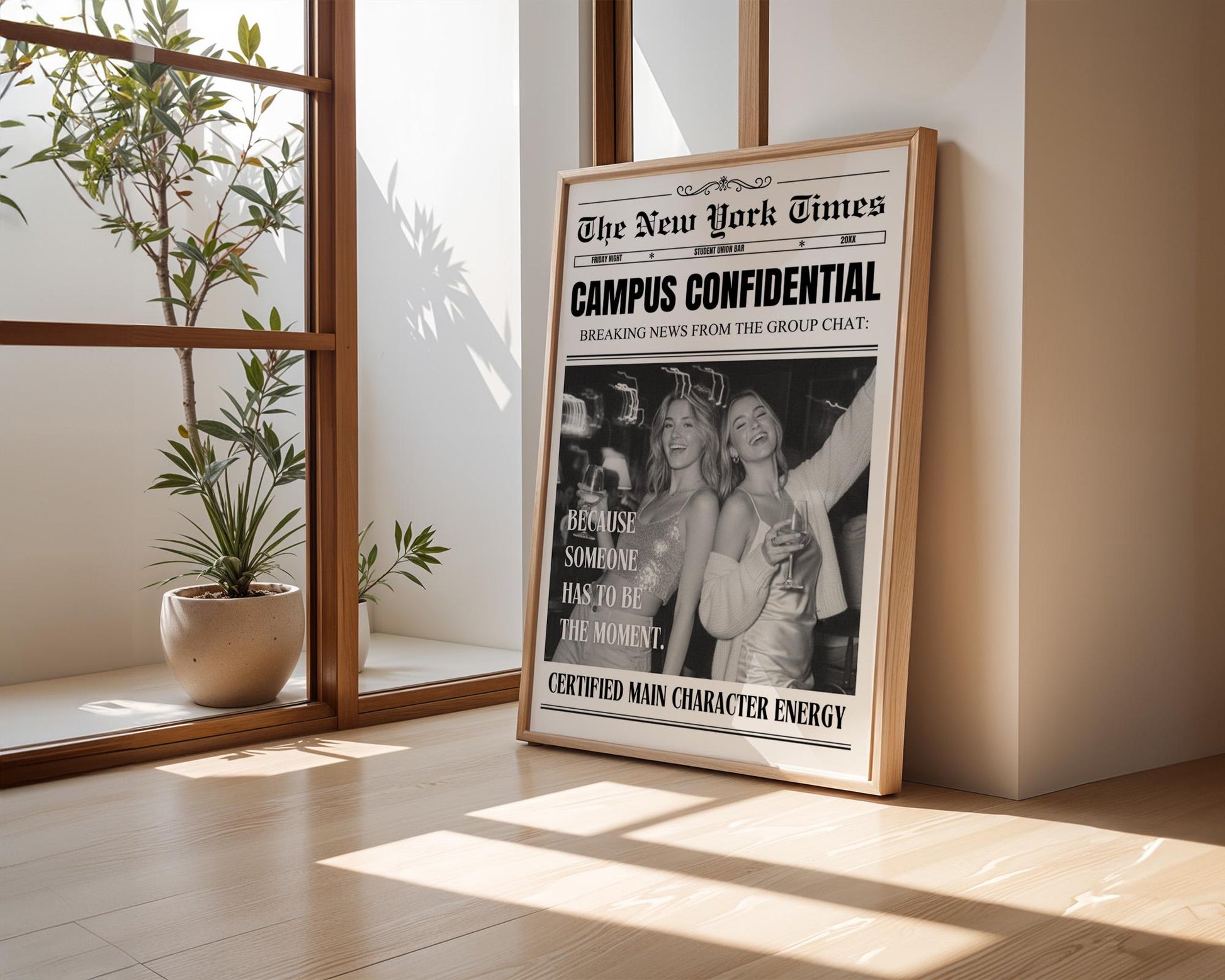 Custom Newspaper Print, Personalized College Dorm Wall Art, Best Friend Gift, Roommates Poster, Printed and Shipped Digital Download