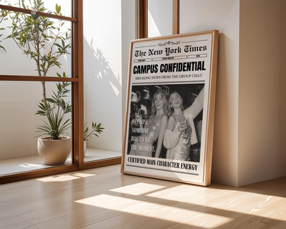 Custom Newspaper Print, Personalized College Dorm Wall Art, Best Friend Gift, Roommates Poster, Printed and Shipped Digital Download