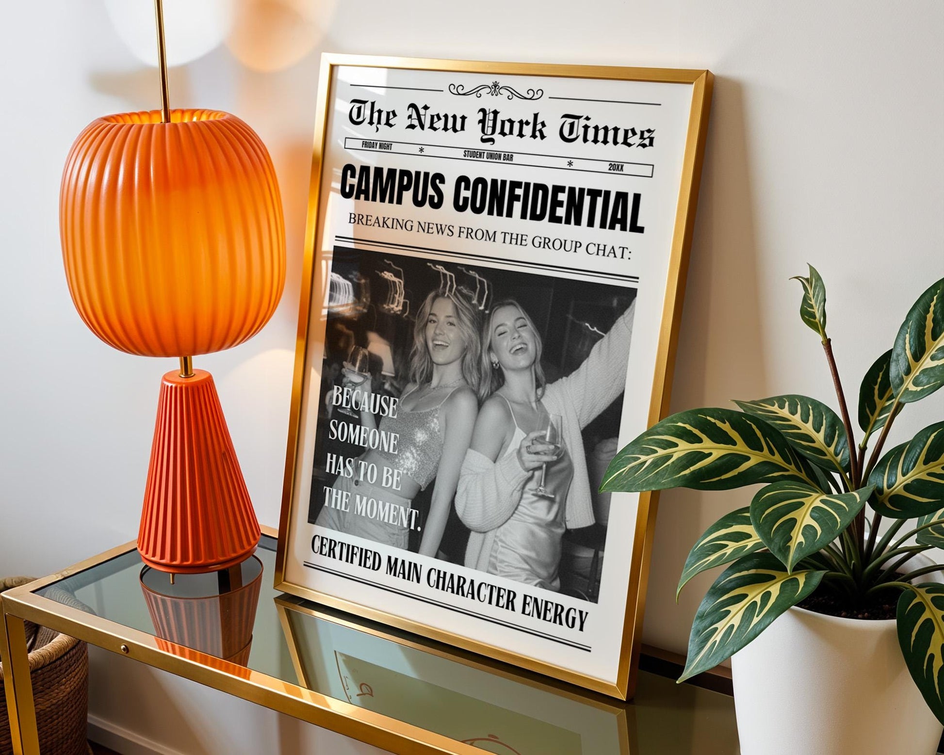 Custom Newspaper Print, Personalized College Dorm Wall Art, Best Friend Gift, Roommates Poster, Printed and Shipped Digital Download