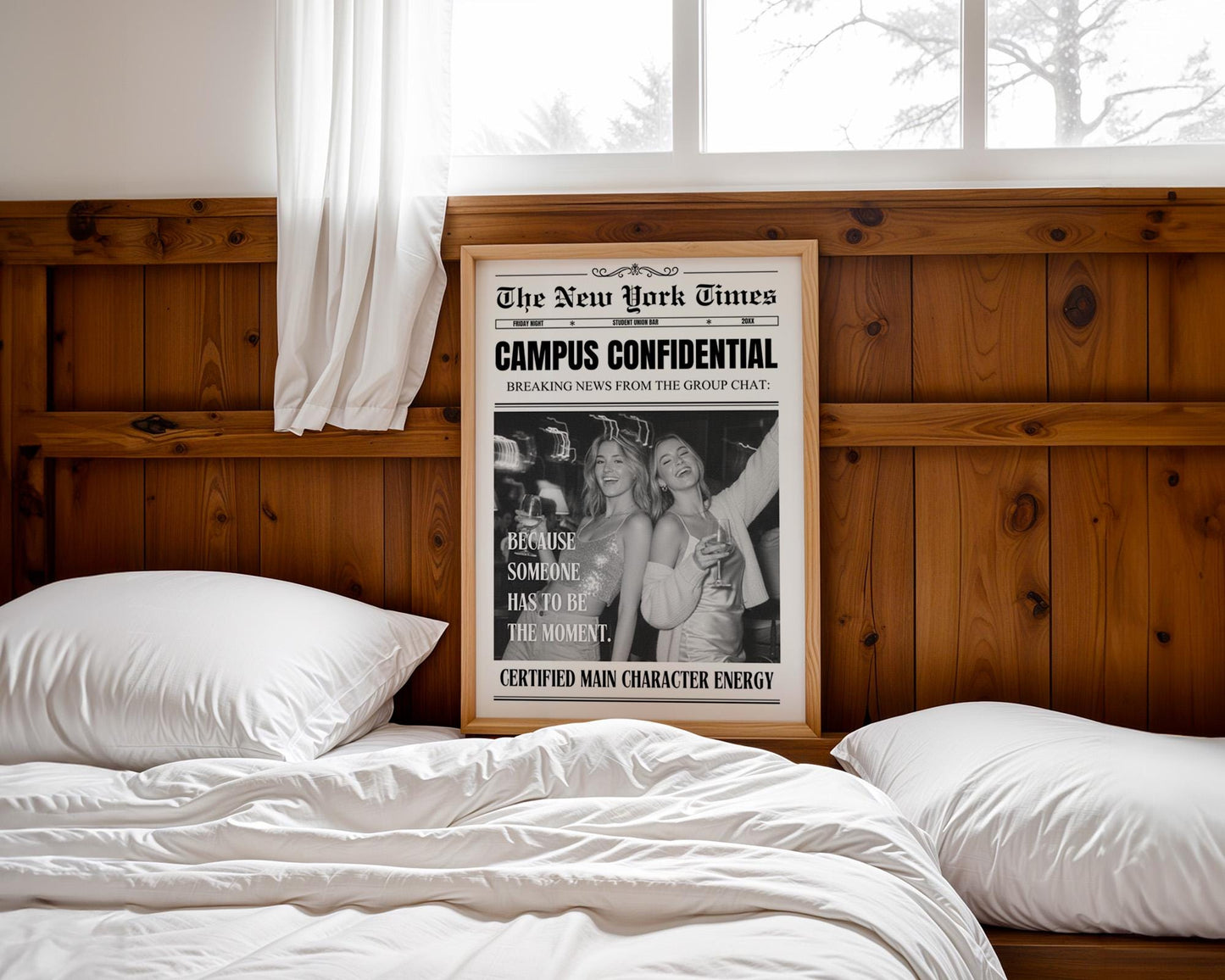 Custom Newspaper Print, Personalized College Dorm Wall Art, Best Friend Gift, Roommates Poster, Printed and Shipped Digital Download